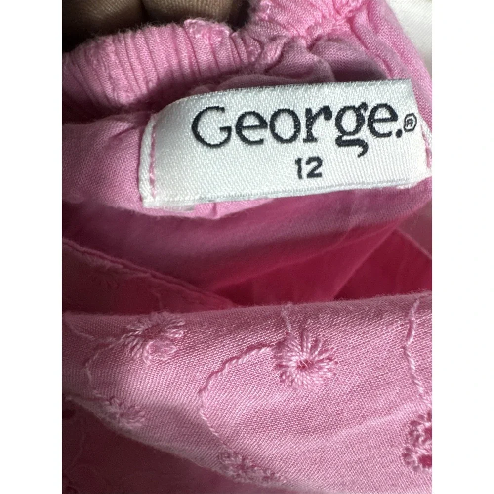 Girls George Pink Floral Dress‎ Size 12 Pleated Bodice Button Front BEAUTIFUL!